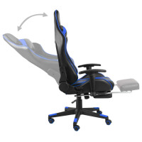 Produktbild för Snurrbar gamingstol med fotstöd blå PVC