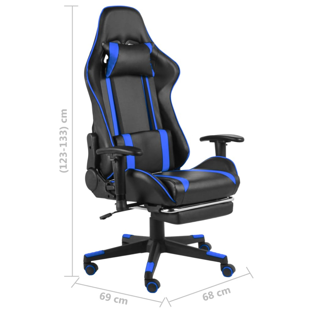 Produktbild för Snurrbar gamingstol med fotstöd blå PVC