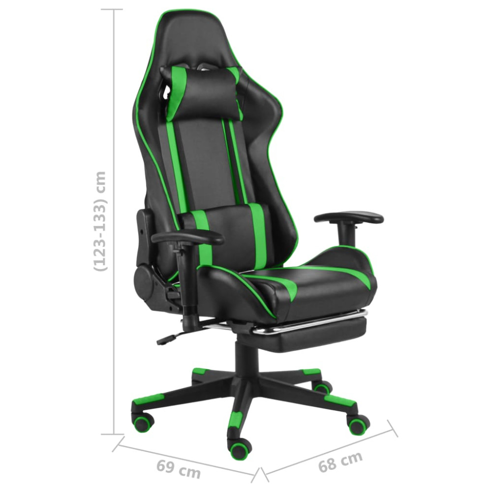 Produktbild för Snurrbar gamingstol med fotstöd grön PVC