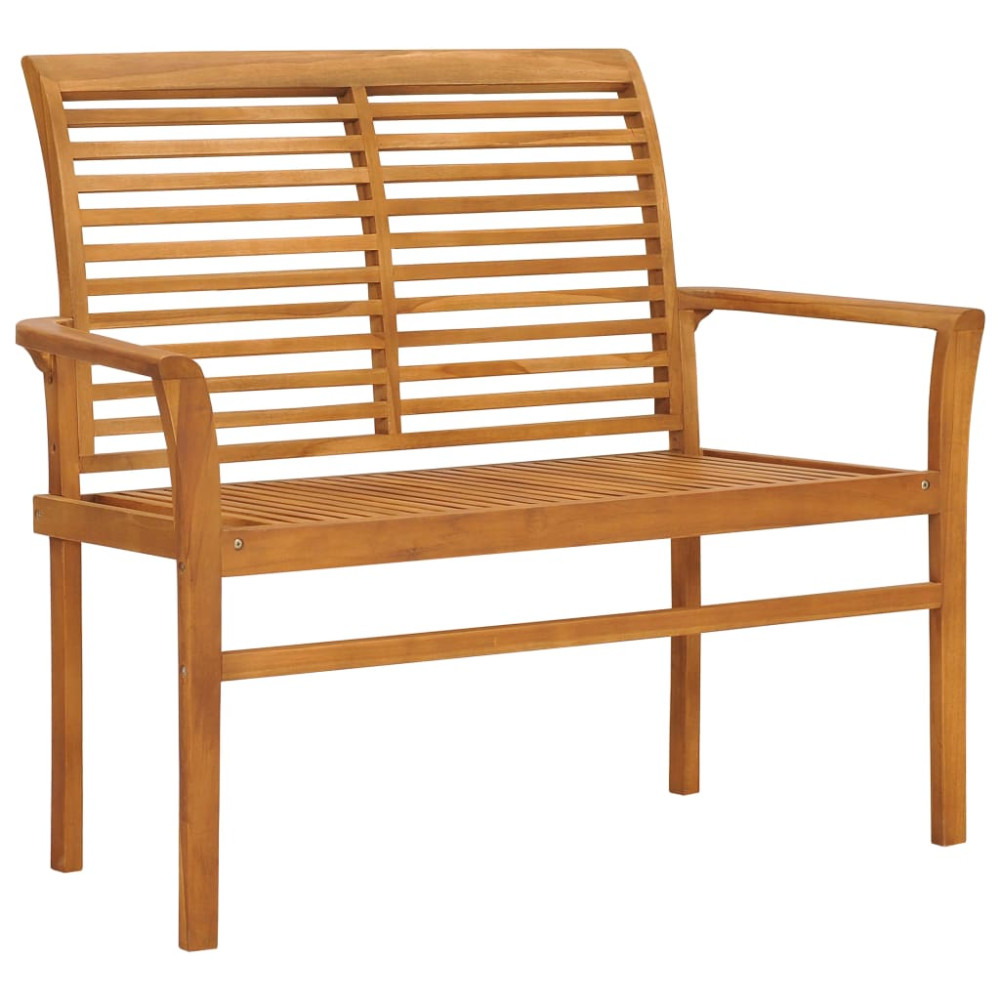 Produktbild för Trädgårdsbänk med kungsblå dyna 112 cm massiv teak