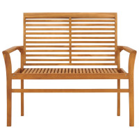 Produktbild för Trädgårdsbänk med kungsblå dyna 112 cm massiv teak