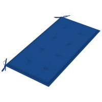 Produktbild för Trädgårdsbänk med kungsblå dyna 112 cm massiv teak