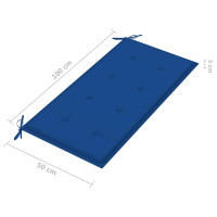 Produktbild för Trädgårdsbänk med kungsblå dyna 112 cm massiv teak