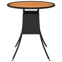 Miniatyr av produktbild för Matbord för trädgård svart Ø70cm konstrotting och massiv akacia