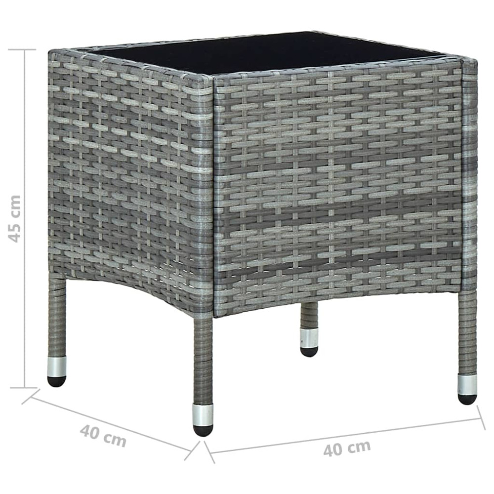 Produktbild för Trädgårdsbord grå 40x40x45 cm konstrotting