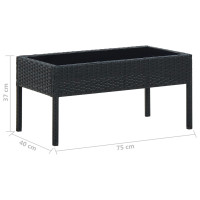 Produktbild för Trädgårdsbord svart 75x40x37 cm konstrotting