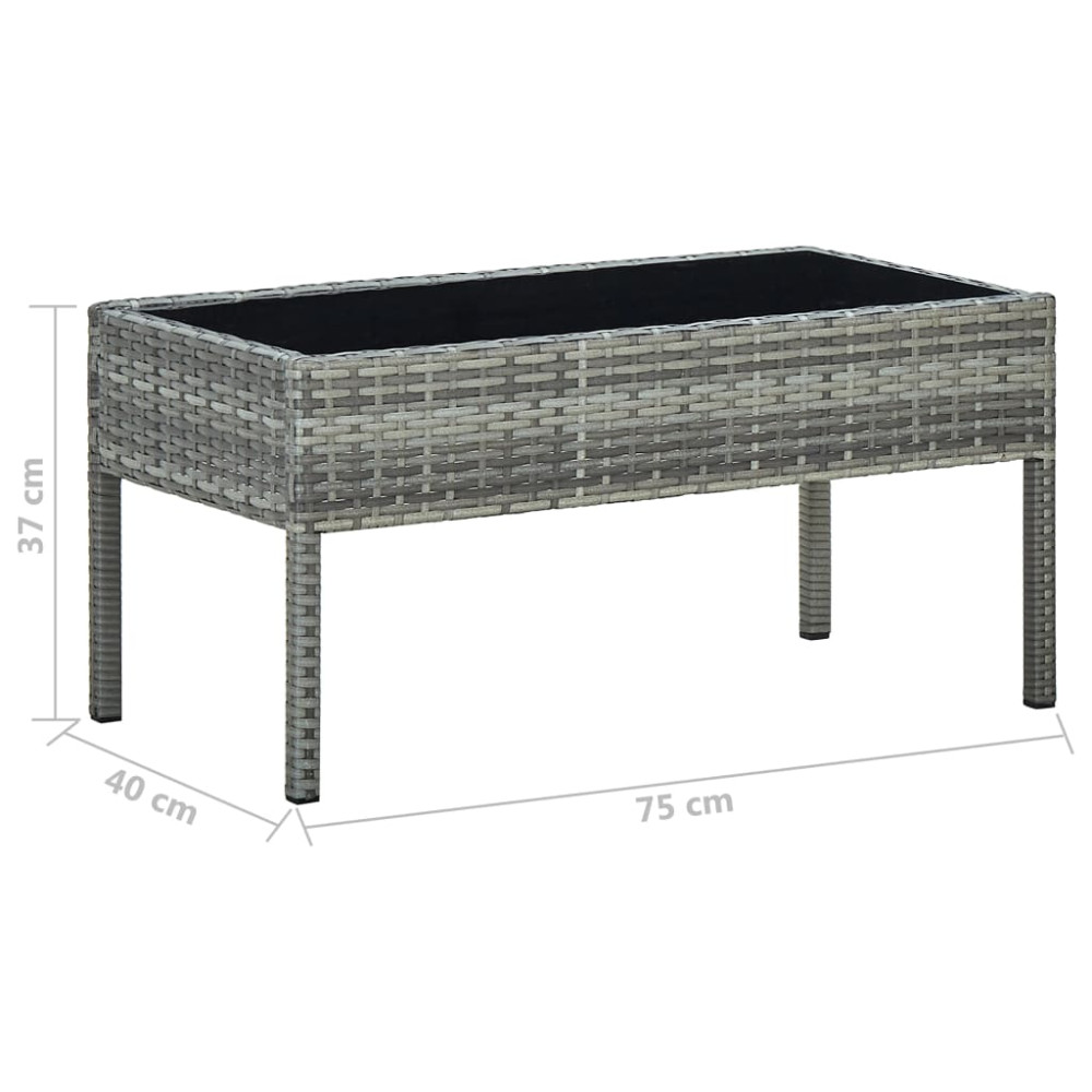 Produktbild för Trädgårdsbord grå 75x40x37 cm konstrotting