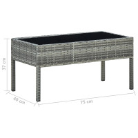 Produktbild för Trädgårdsbord grå 75x40x37 cm konstrotting