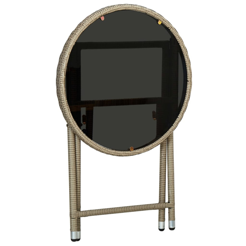 Produktbild för Soffbord beige 60 cm konstrotting och härdat glas