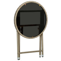 Produktbild för Soffbord beige 60 cm konstrotting och härdat glas