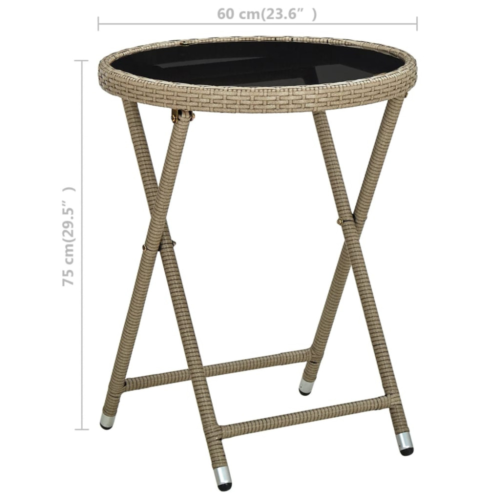 Produktbild för Soffbord beige 60 cm konstrotting och härdat glas