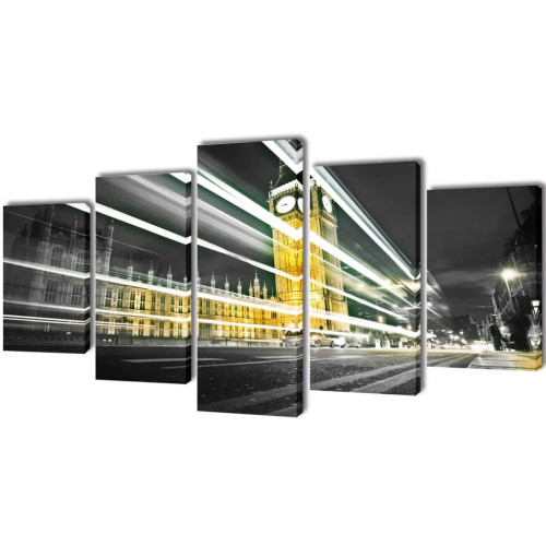 vidaXL Uppsättning väggbonader på duk: London Big Ben 200 x 100 cm