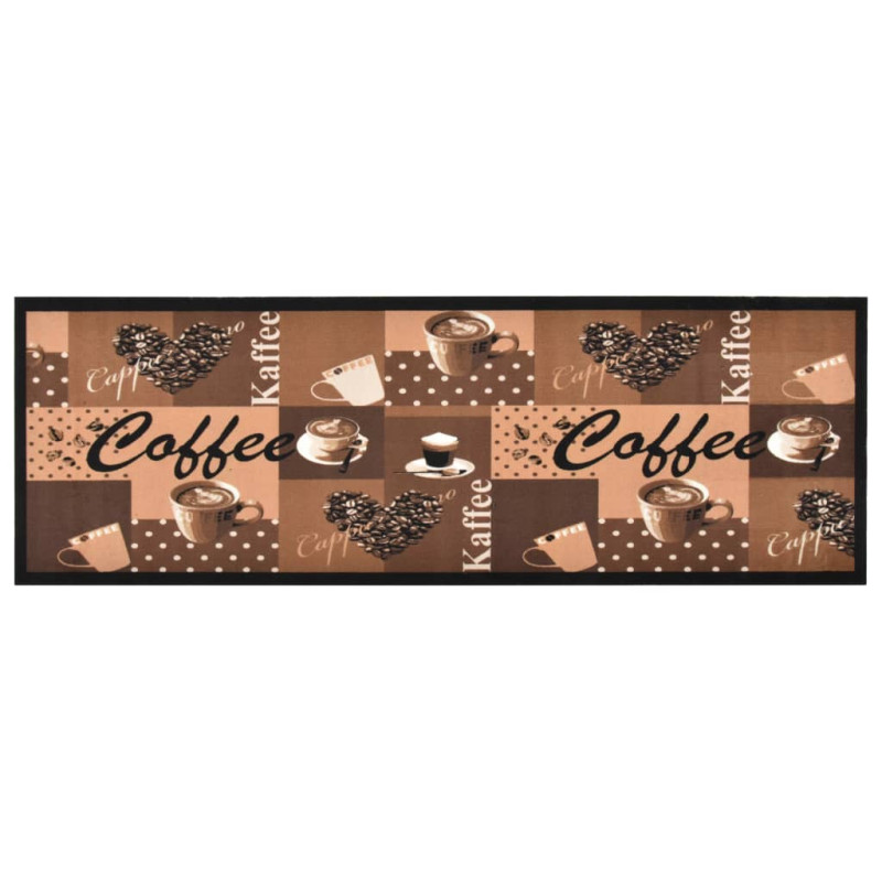Produktbild för Köksmatta maskintvättbar kaffe brun 60x300 cm