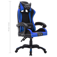 Produktbild för Gamingstol med RGB LED-lampor blå och svart konstläder