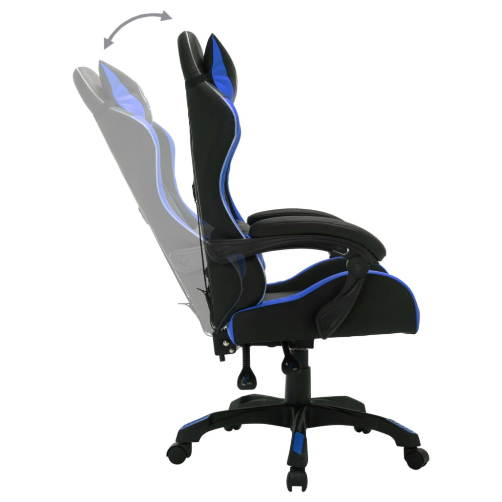 Produktbild för Gamingstol med RGB LED-lampor blå och svart konstläder