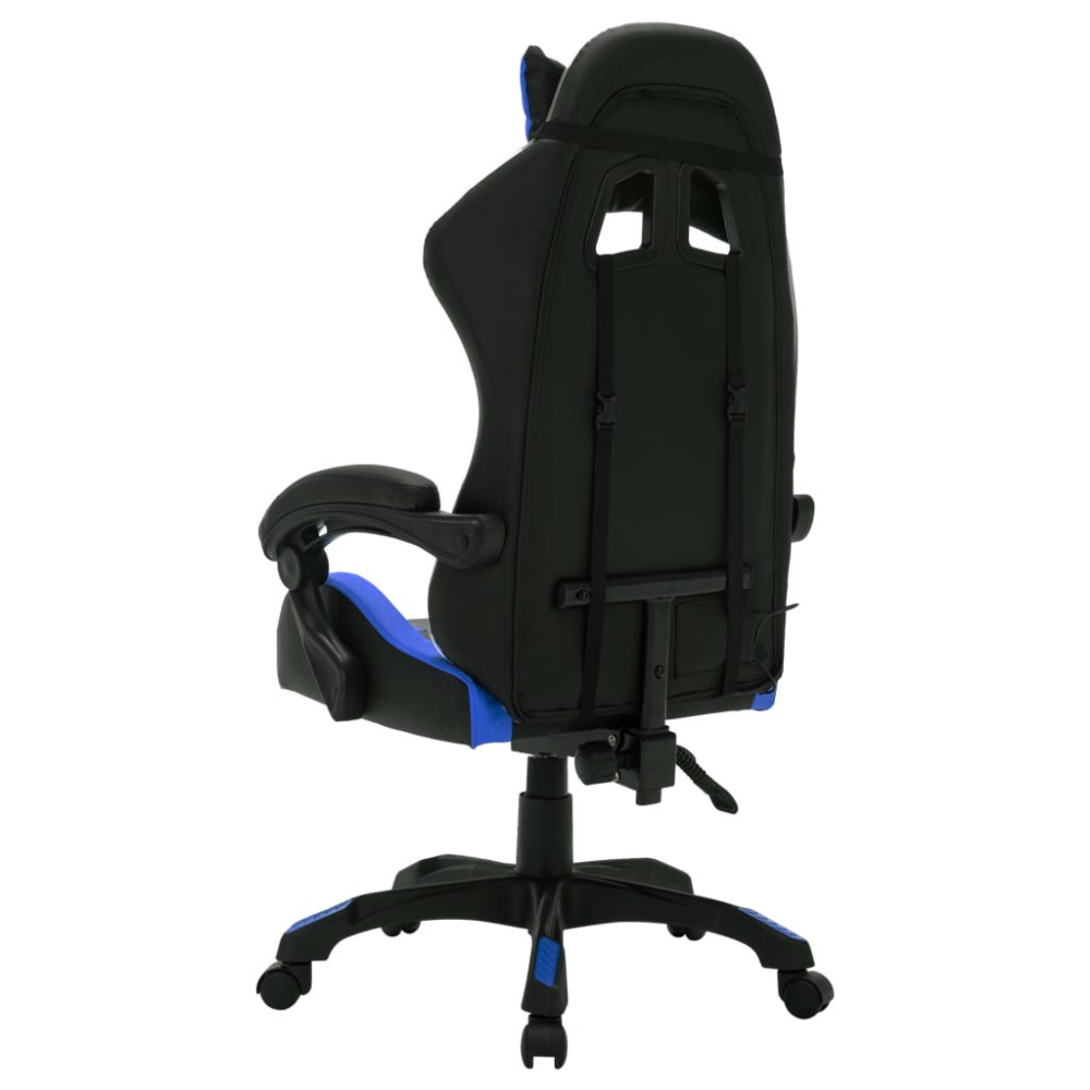 Produktbild för Gamingstol med RGB LED-lampor blå och svart konstläder