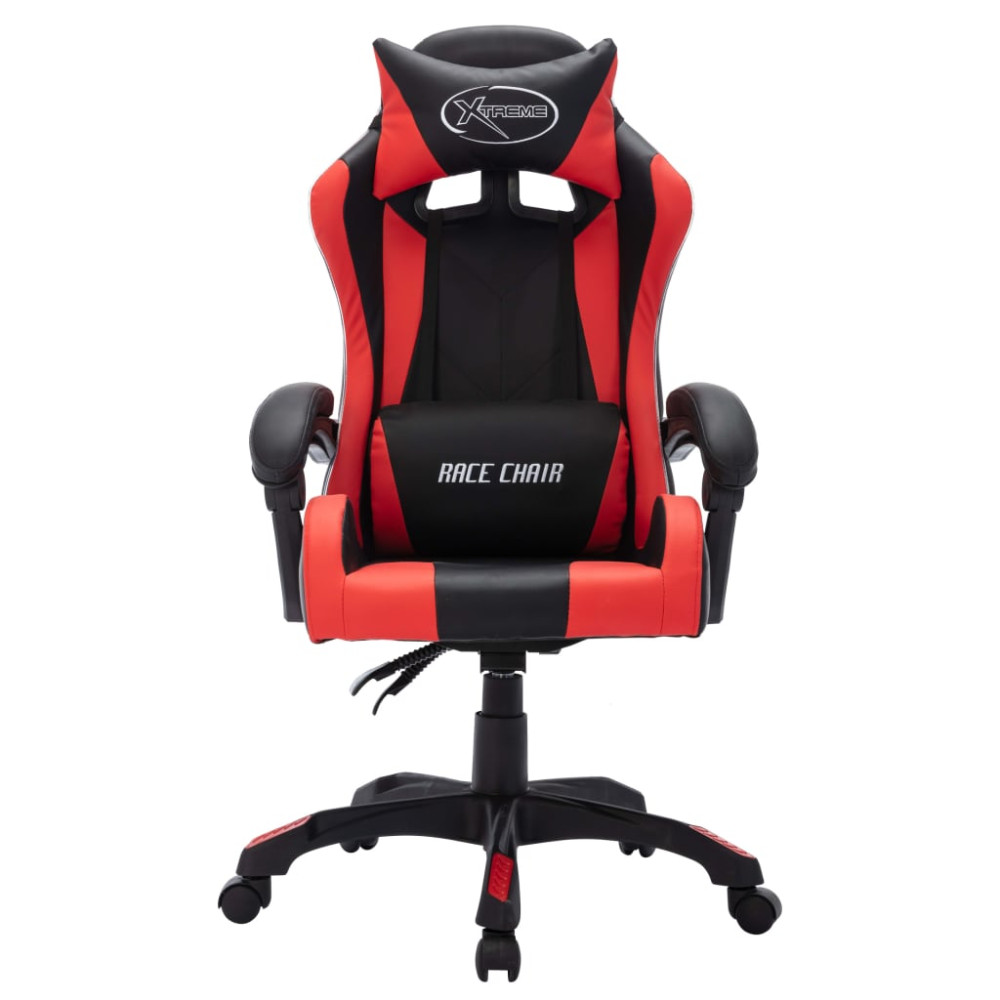Produktbild för Gamingstol med RGB LED-lampor röd och svart konstläder