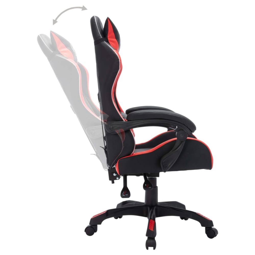 Produktbild för Gamingstol med RGB LED-lampor röd och svart konstläder