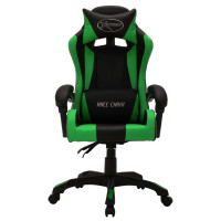 Produktbild för Gamingstol med RGB LED-lampor grön och svart konstläder