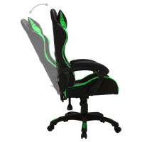 Produktbild för Gamingstol med RGB LED-lampor grön och svart konstläder