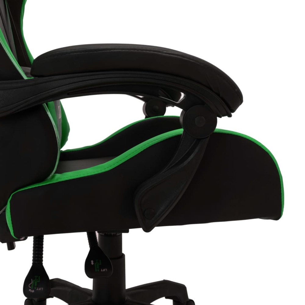 Produktbild för Gamingstol med RGB LED-lampor grön och svart konstläder
