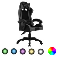 Produktbild för Gamingstol med RGB LED-lampor grå och svart konstläder