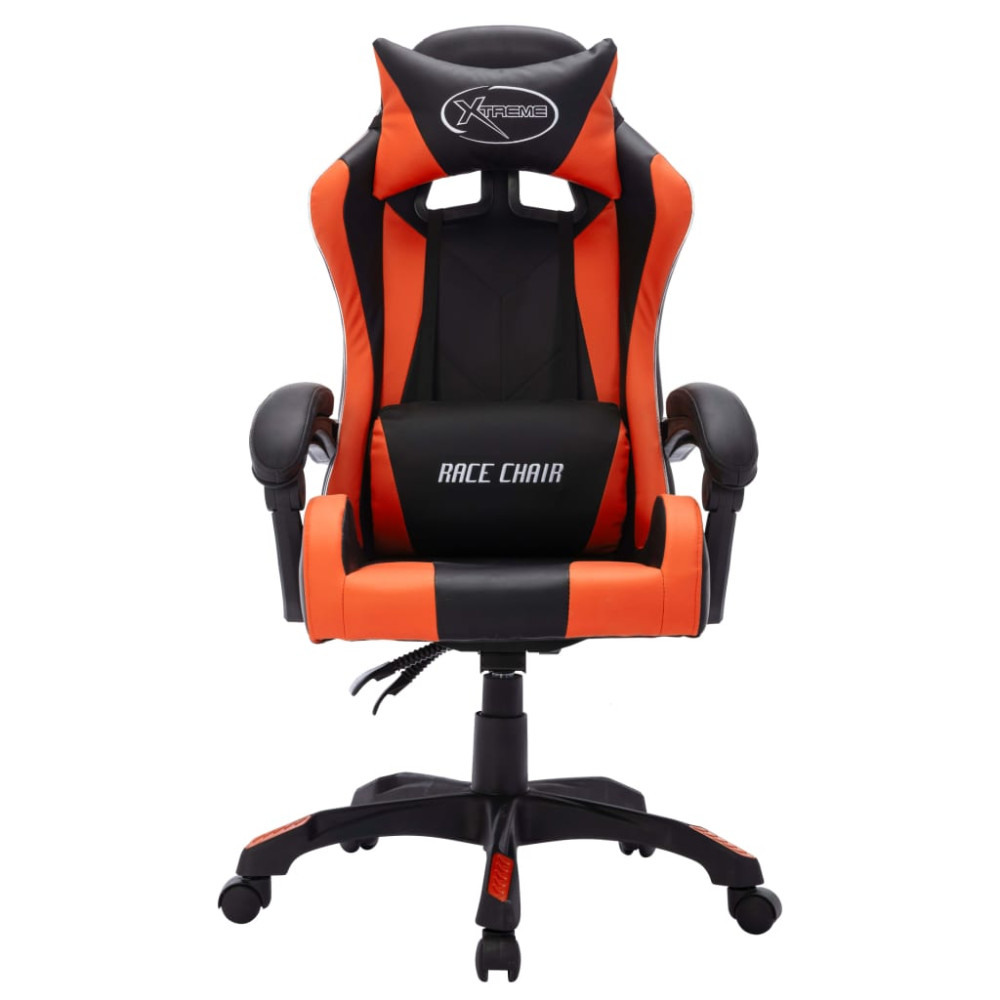 Produktbild för Gamingstol med RGB LED-lampor orange och svart konstläder