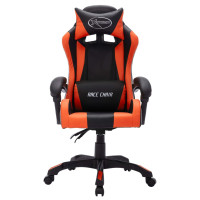 Produktbild för Gamingstol med RGB LED-lampor orange och svart konstläder