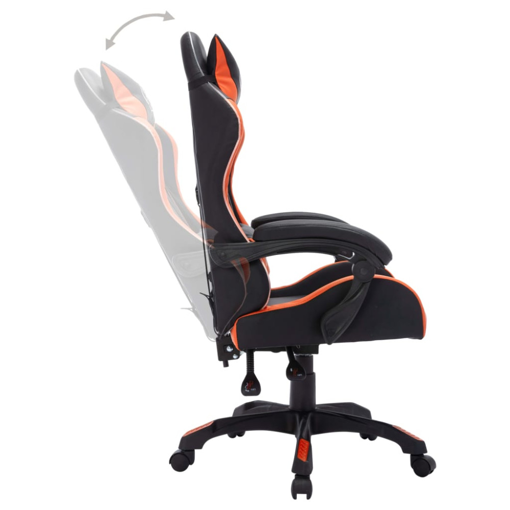Produktbild för Gamingstol med RGB LED-lampor orange och svart konstläder