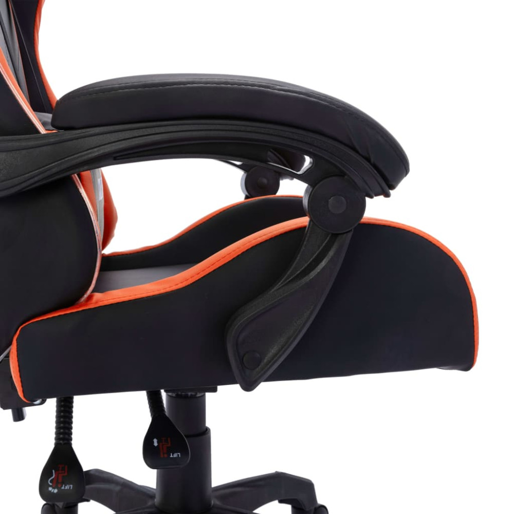 Produktbild för Gamingstol med RGB LED-lampor orange och svart konstläder