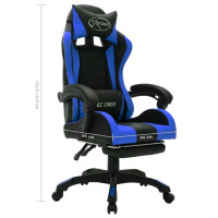 Produktbild för Gamingstol med RGB LED-lampor blå och svart konstläder