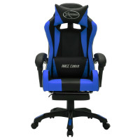 Produktbild för Gamingstol med RGB LED-lampor blå och svart konstläder