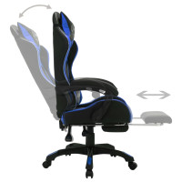 Produktbild för Gamingstol med RGB LED-lampor blå och svart konstläder