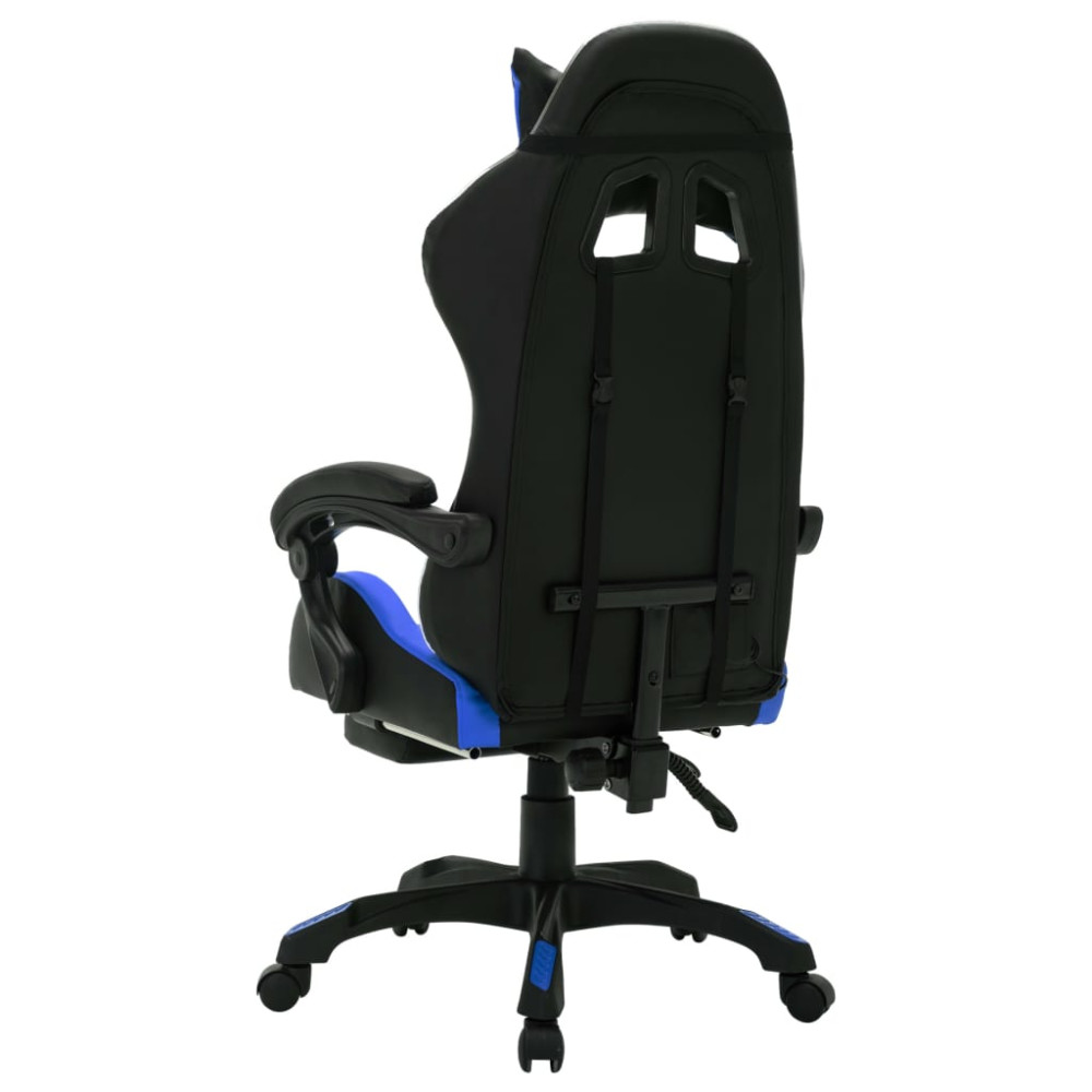 Produktbild för Gamingstol med RGB LED-lampor blå och svart konstläder