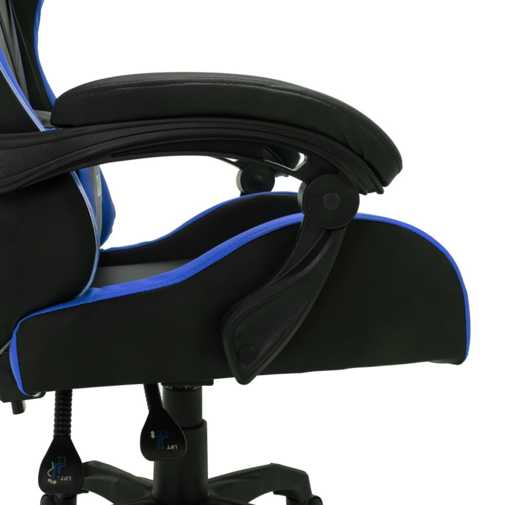 Produktbild för Gamingstol med RGB LED-lampor blå och svart konstläder