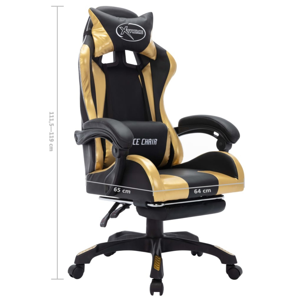 Produktbild för Gamingstol med RGB LED-lampor guld och svart konstläder