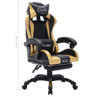 Produktbild för Gamingstol med RGB LED-lampor guld och svart konstläder