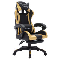 Produktbild för Gamingstol med RGB LED-lampor guld och svart konstläder
