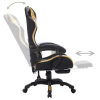 Produktbild för Gamingstol med RGB LED-lampor guld och svart konstläder