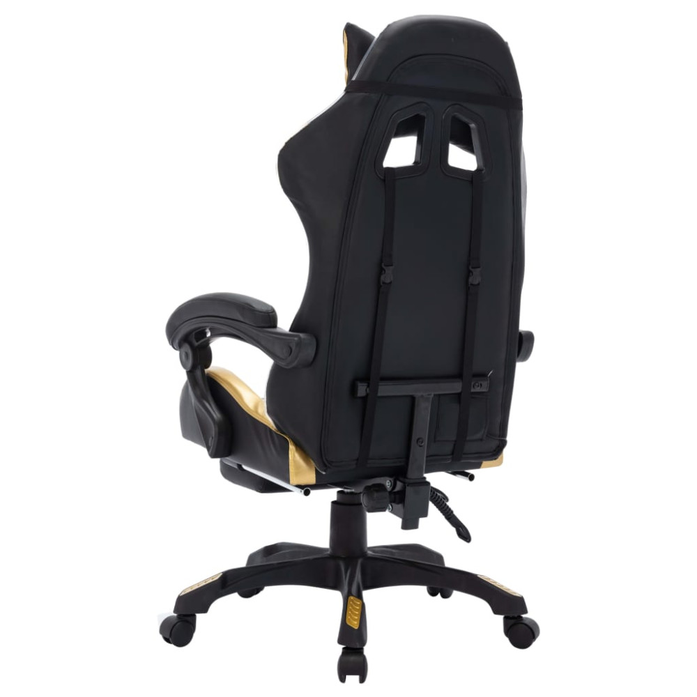 Produktbild för Gamingstol med RGB LED-lampor guld och svart konstläder