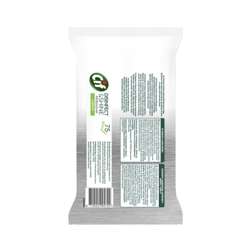 Produktbild för Cif Rengöringswipes Disinfect & Shine Multipurpose 75-pack