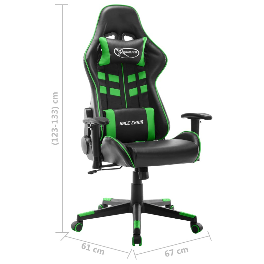 Produktbild för Gamingstol svart och grön konstläder