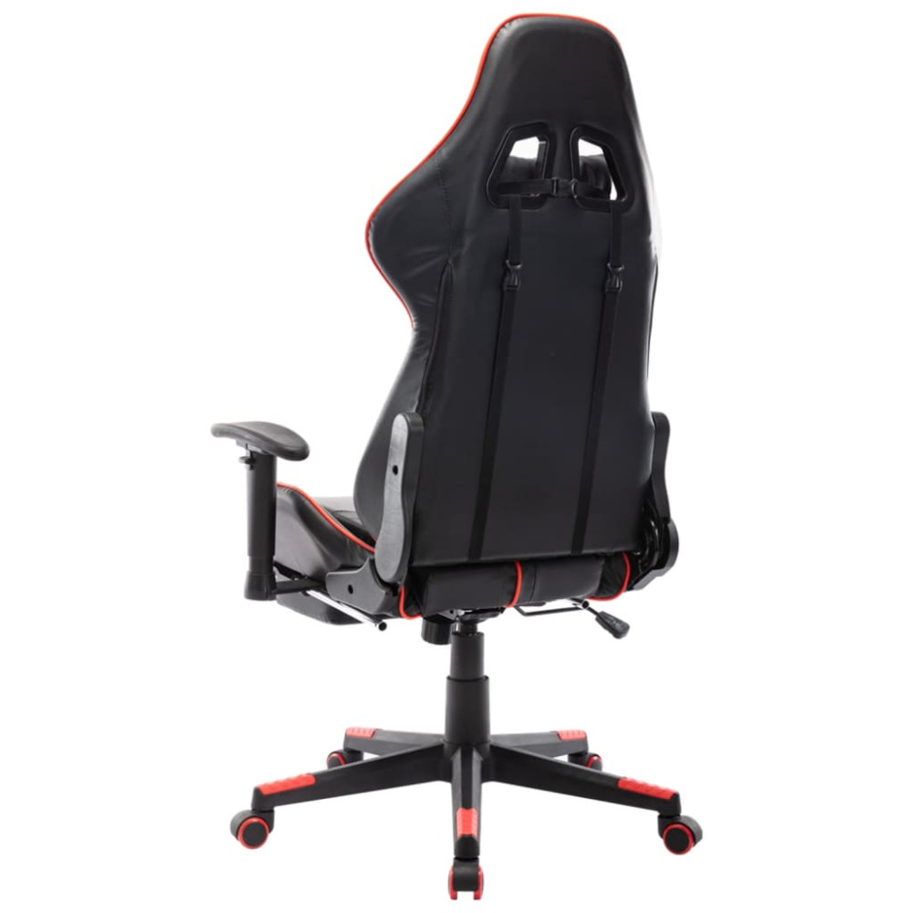 Produktbild för Gamingstol med fotstöd svart och röd konstläder