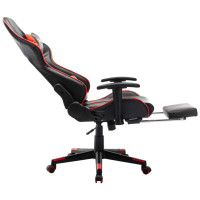 Produktbild för Gamingstol med fotstöd svart och röd konstläder