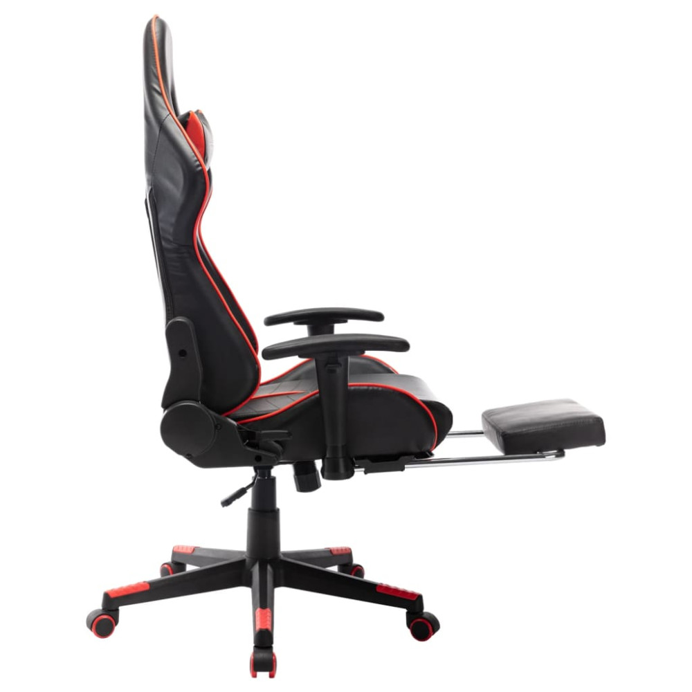 Produktbild för Gamingstol med fotstöd svart och röd konstläder