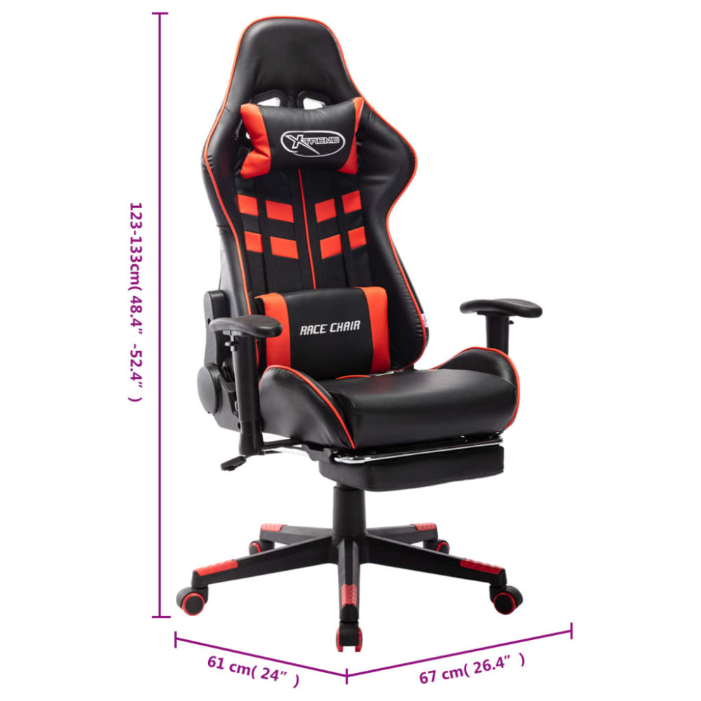 Produktbild för Gamingstol med fotstöd svart och röd konstläder