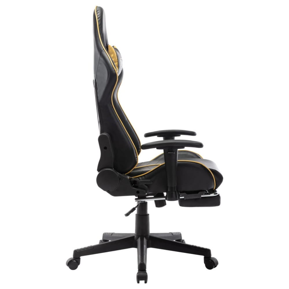 Produktbild för Gamingstol med fotstöd svart och guld konstläder