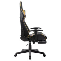 Produktbild för Gamingstol med fotstöd svart och guld konstläder