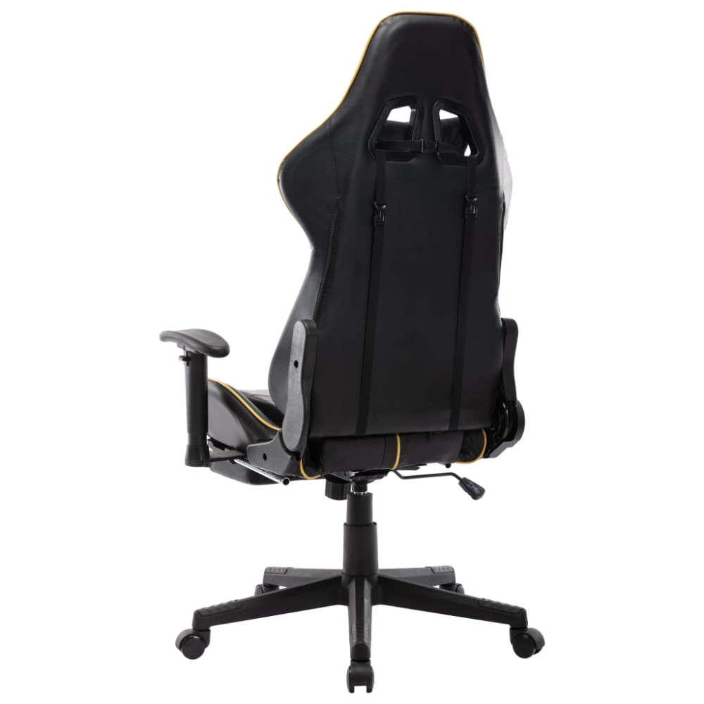 Produktbild för Gamingstol med fotstöd svart och guld konstläder