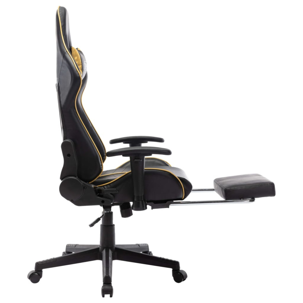 Produktbild för Gamingstol med fotstöd svart och guld konstläder